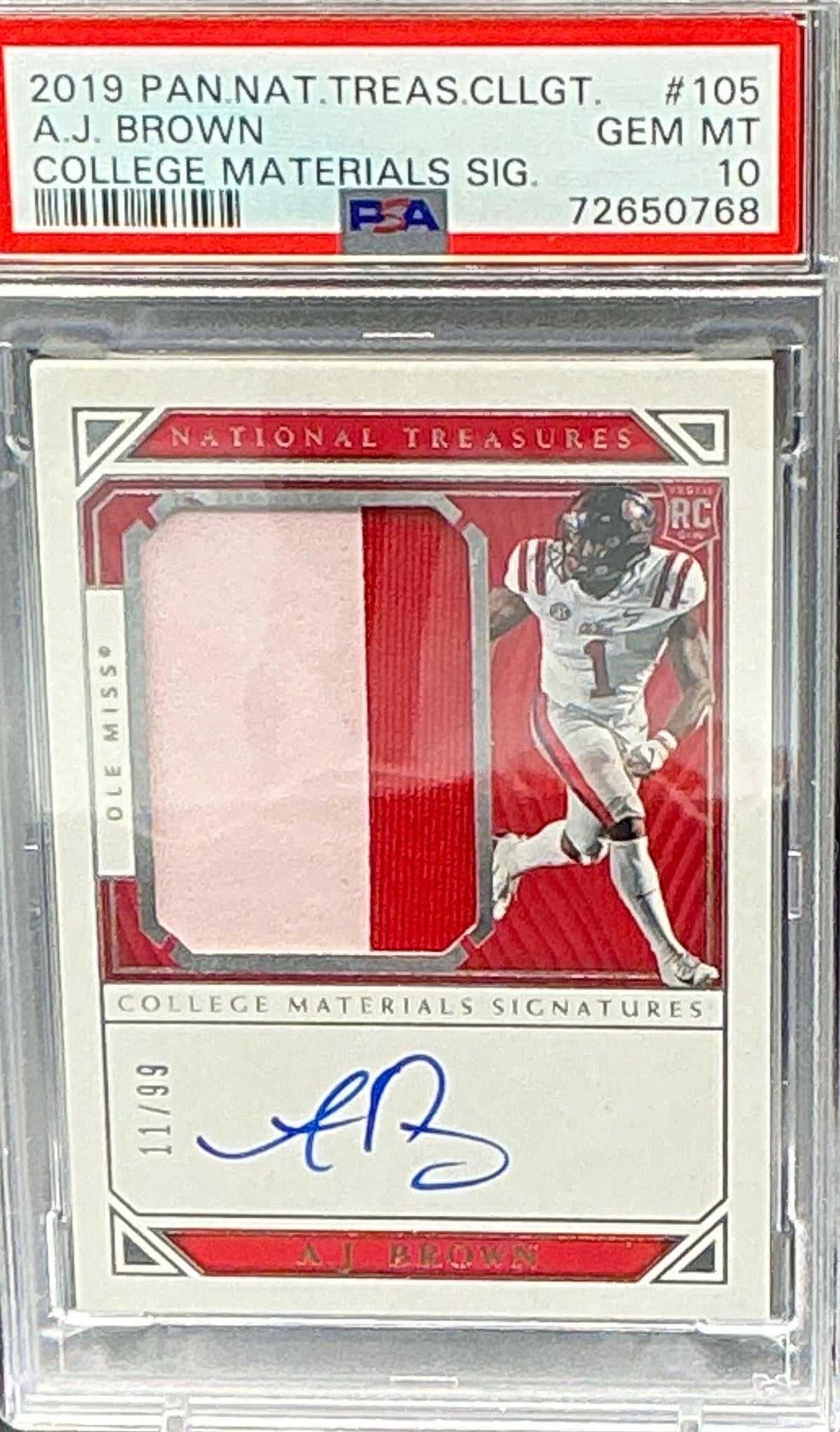 2019 National Treasures AJ Brown College Materials Signature