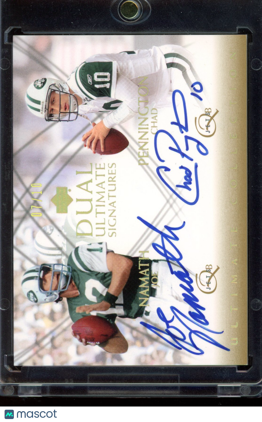 2003 Ultimate Joe Namath Chad Pennington Ultimate Signatures Auto 07/10