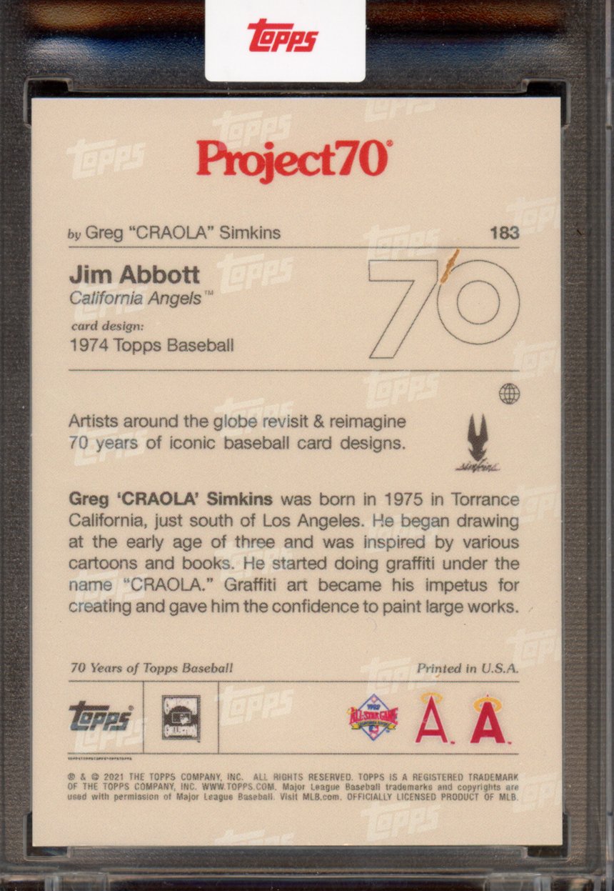 2021 Topps Project 70 Jim Abbott Greg Simkins 183