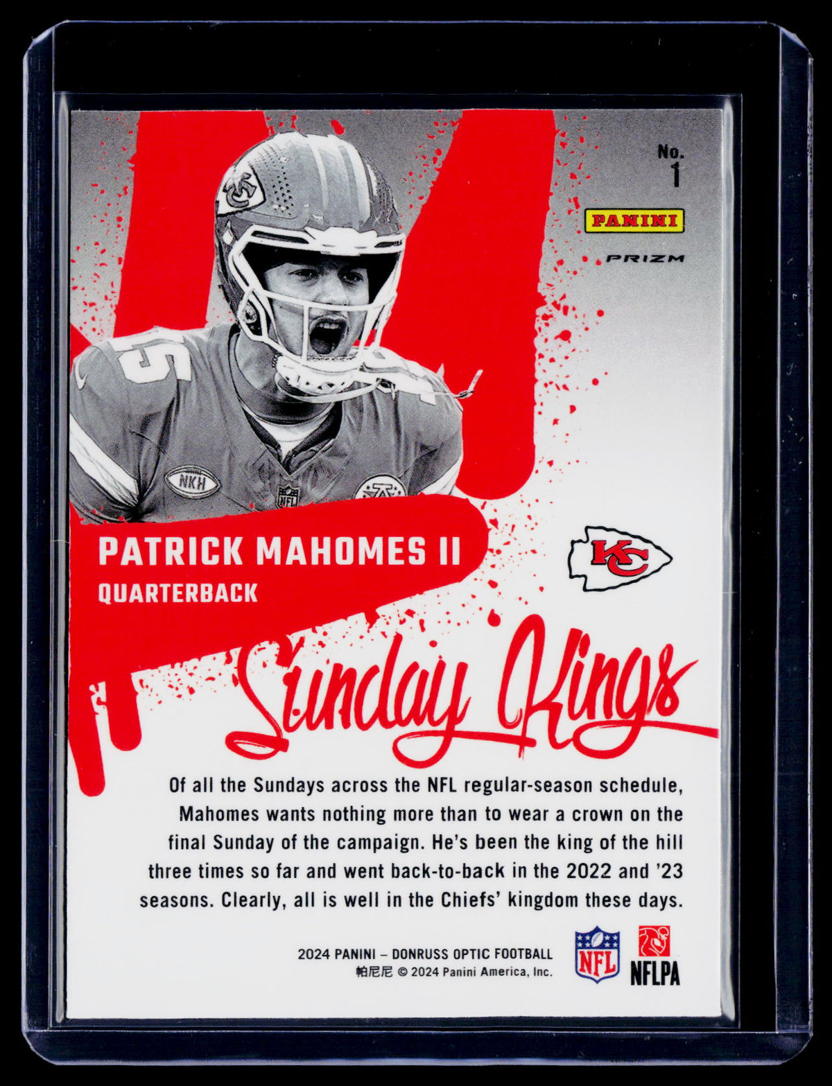 2024 Donruss Optic Patrick Mahomes II Sunday Kings