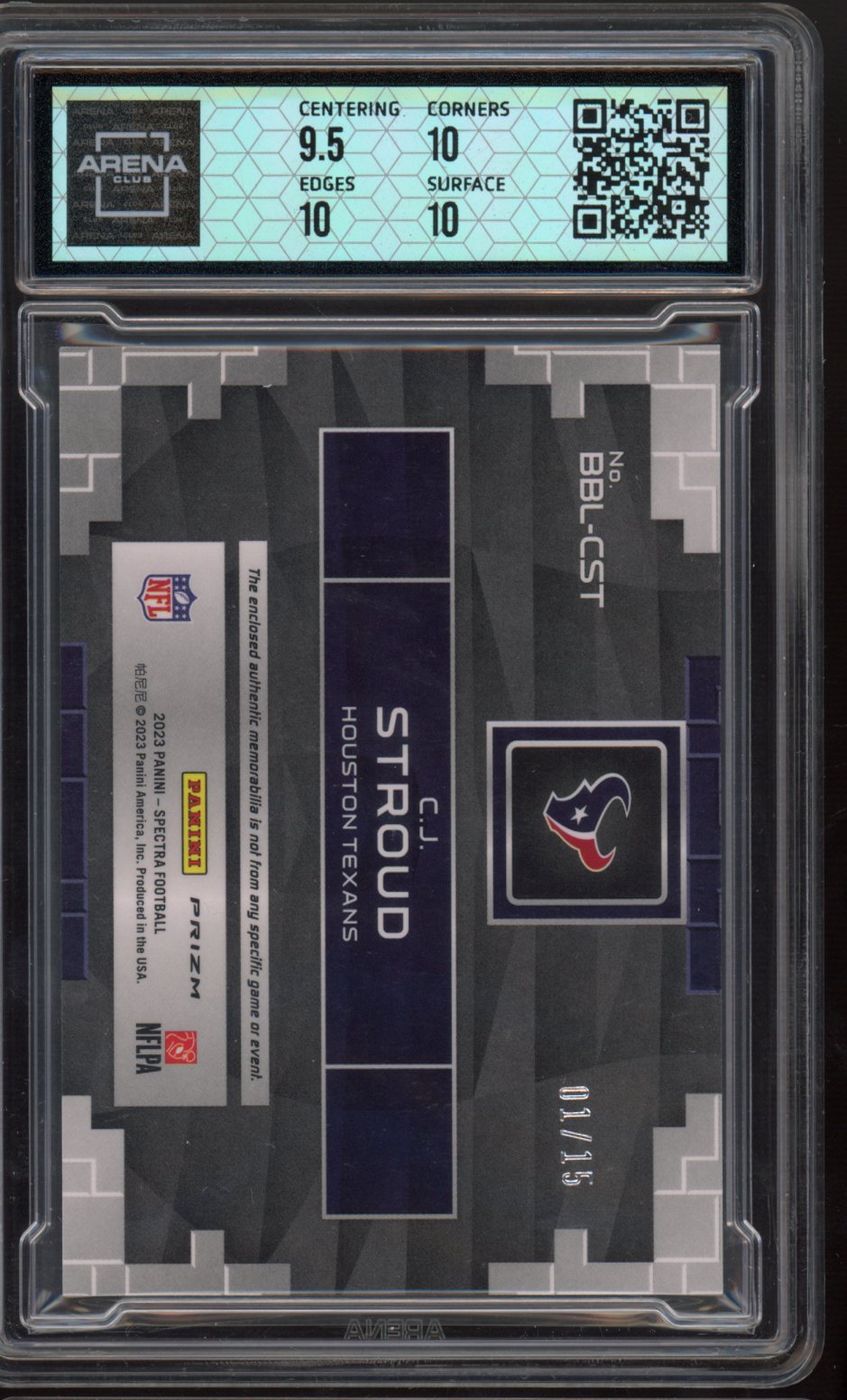 2023 Panini Spectra CJ Stroud Rookie Neon Pink Building Blocks 1/15 Arena Club 10