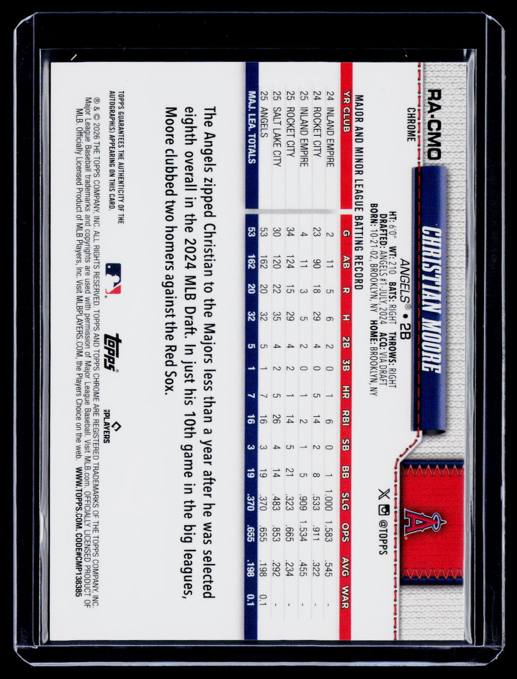2026 Topps Chrome Christian Moore Rookie Auto RC