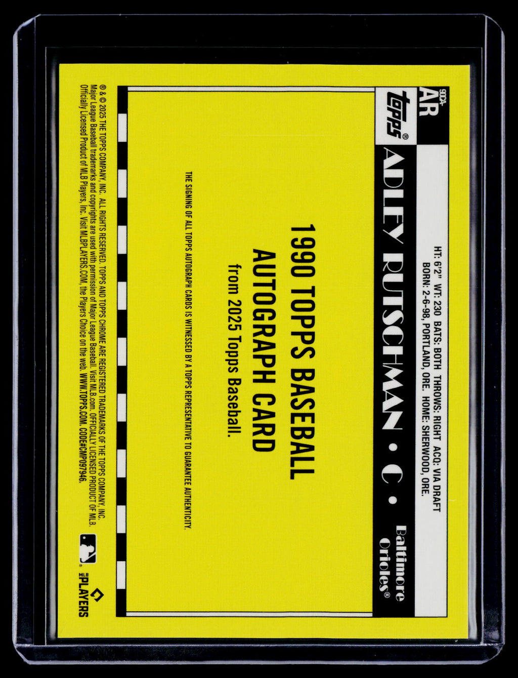 2025 Topps Silver Pack Adley Rutschman Gold Auto 15/50