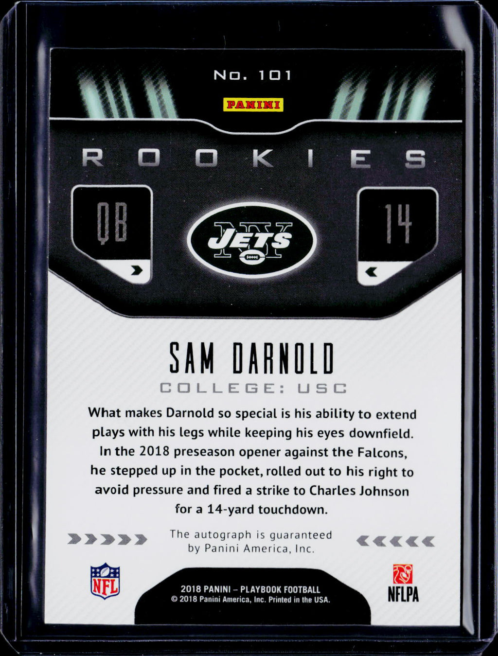2018 Playbook Sam Darnold Rookie Auto RC
