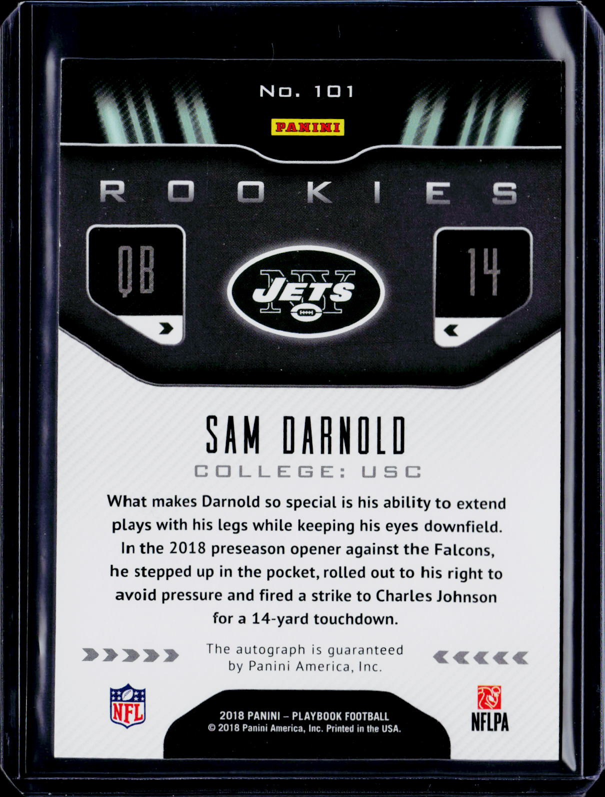 2018 Playbook Sam Darnold Rookie Auto RC