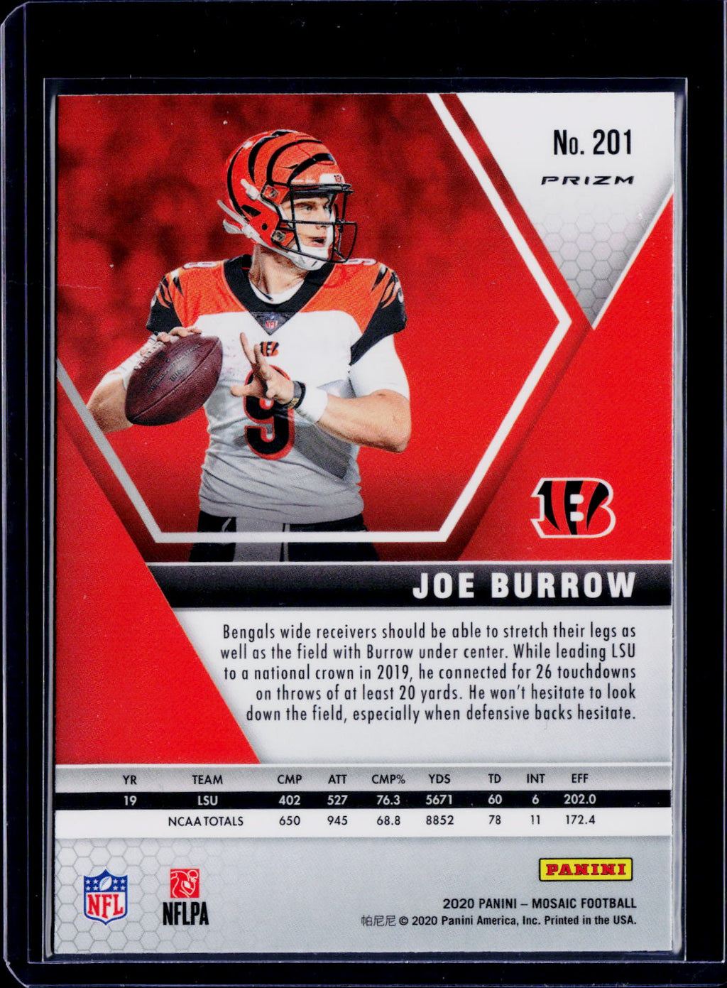 2020 Mosaic Joe Burrow Reactive Red Mosaic