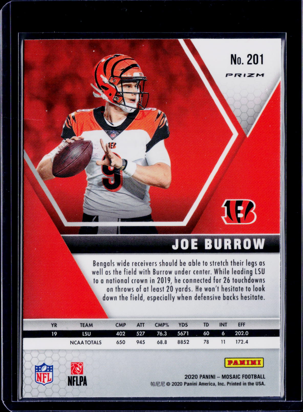 2020 Mosaic Joe Burrow Reactive Red Mosaic