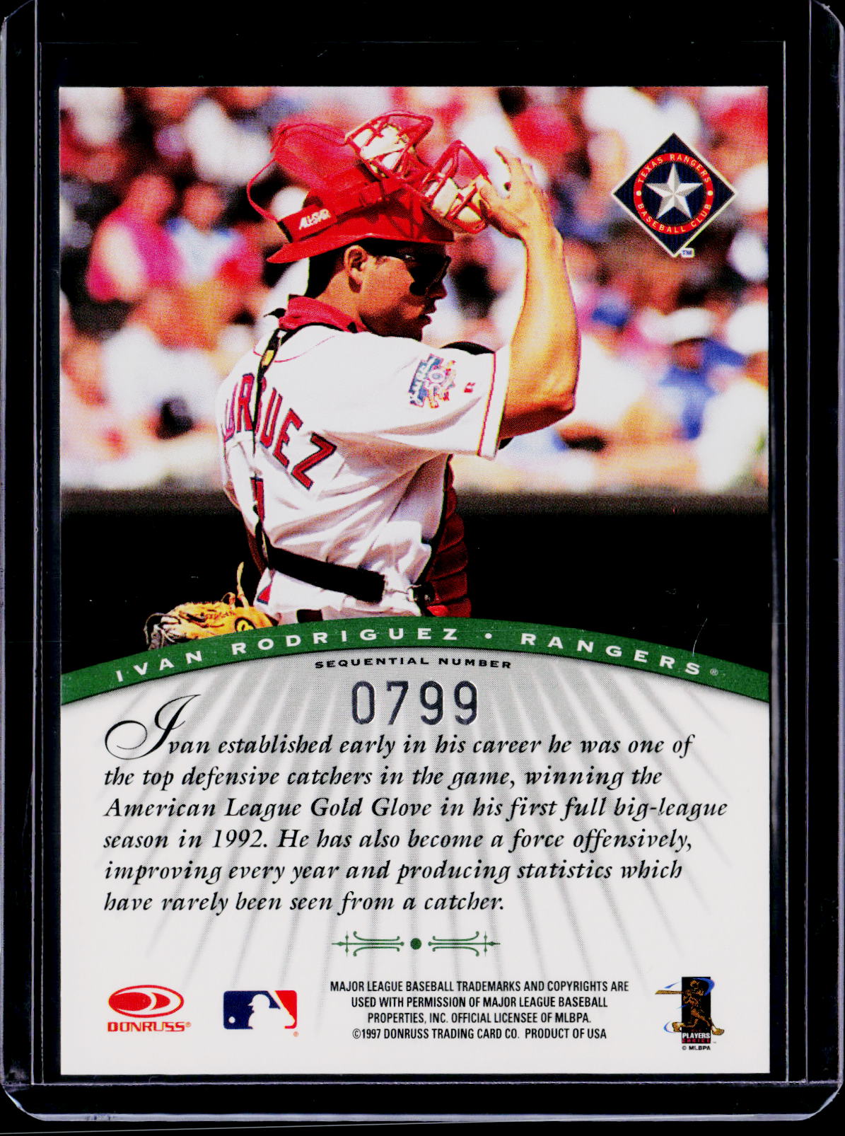 1997 Donruss Ivan Rodriguez Signature Series Auto #0799