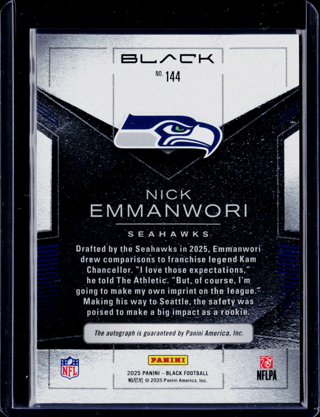 2025 Black Nick Emmanwori Rookie Auto 21/99 RC