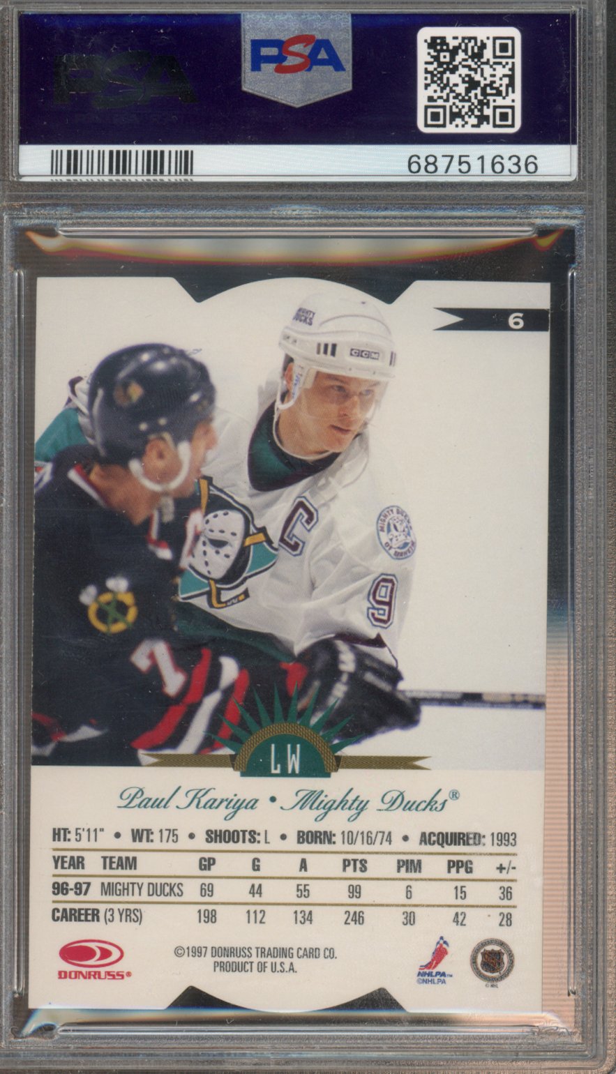1997 Leaf Paul Kariya #6 Fractal Matrix Die Cut PSA 10