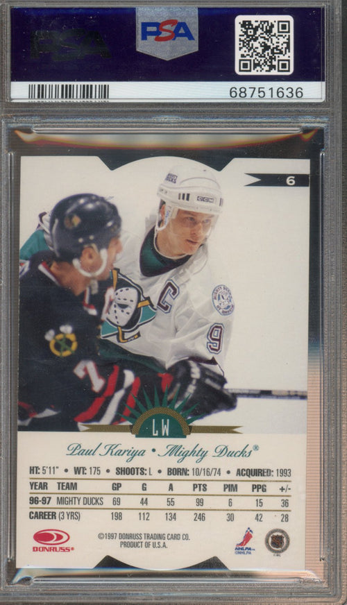 1997 Leaf Paul Kariya #6 Fractal Matrix Die Cut PSA 10