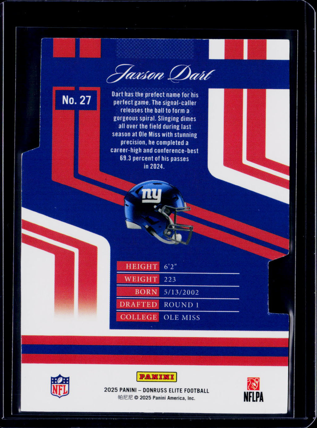 2025 Donruss Elite Jaxson Dart Aspirations Blue /99