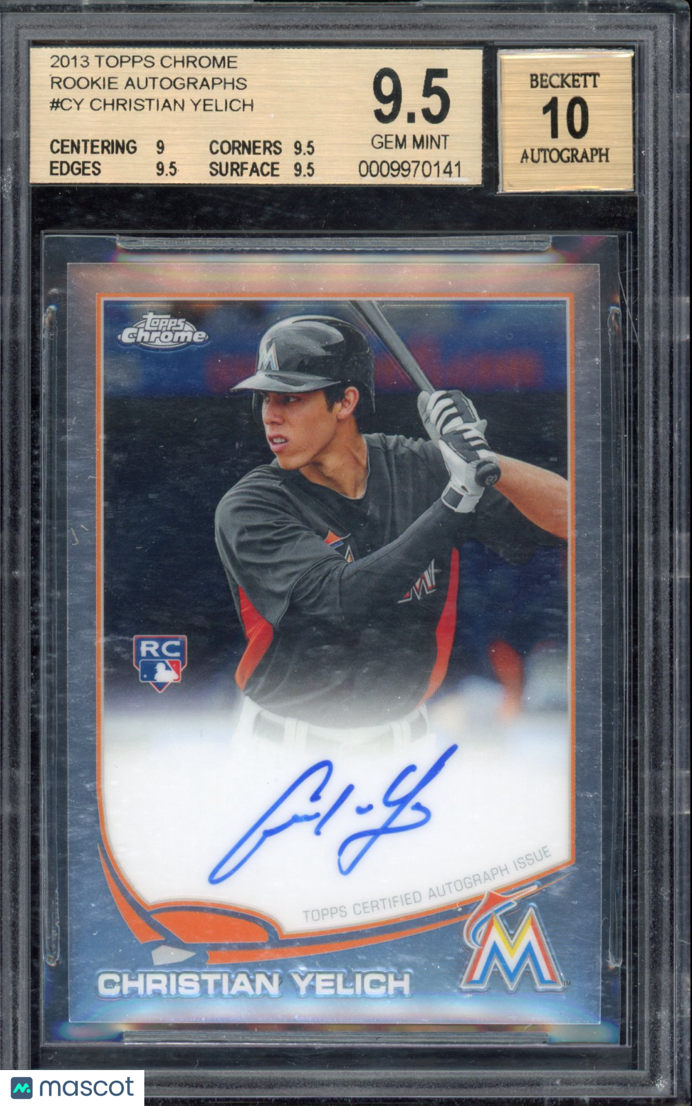 2013 Topps Chrome Christian Yelich Auto BGS 9.5 AUTO 10 RC