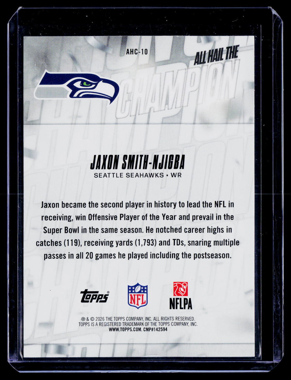 2026 Topps Flagship Jaxon Smith-Njigba Green All Hail The Champion 12/99