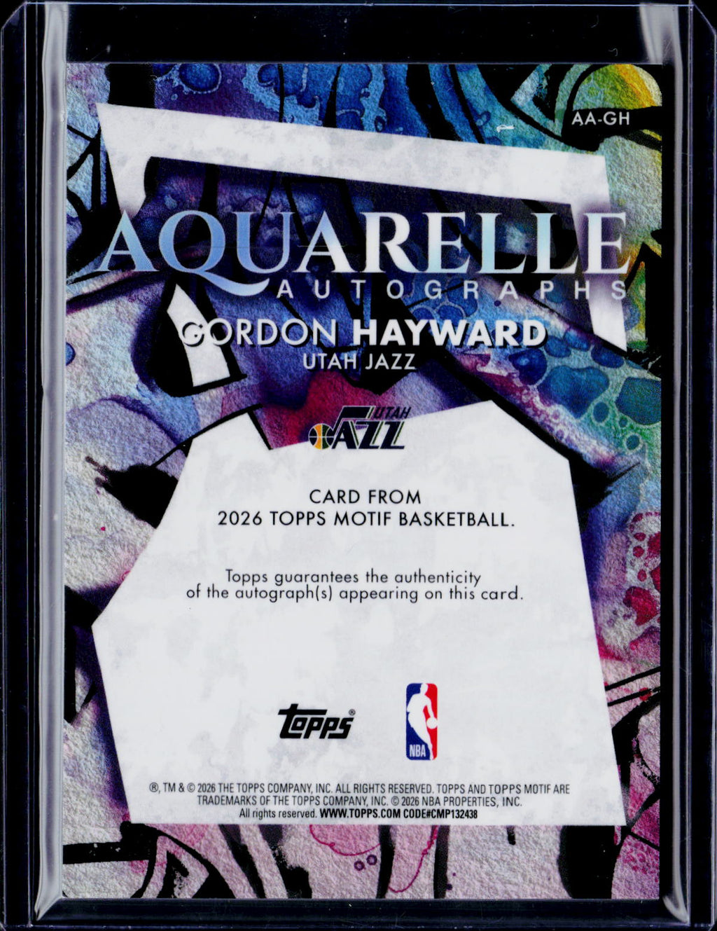2025-26 Topps Motif Gordon Hayward Aquarelle Autograph Orange /25