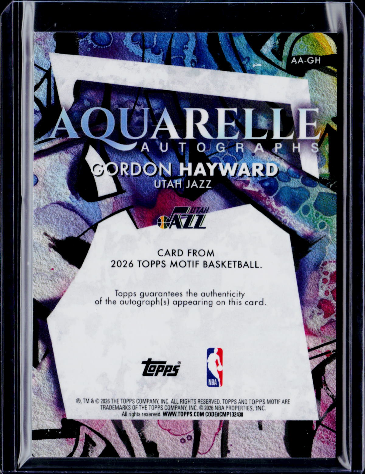 2025-26 Topps Motif Gordon Hayward Aquarelle Autograph Orange /25
