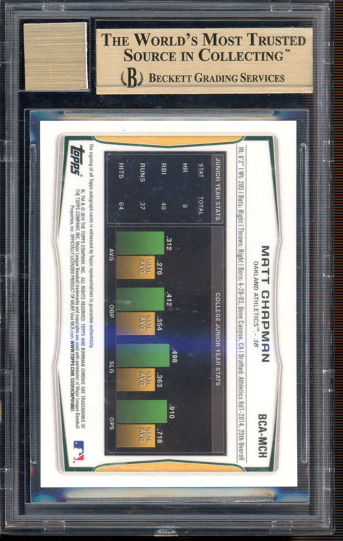 2014 Bowman Chrome Draft Matt Chapman Auto BGS 9.5 Auto 10