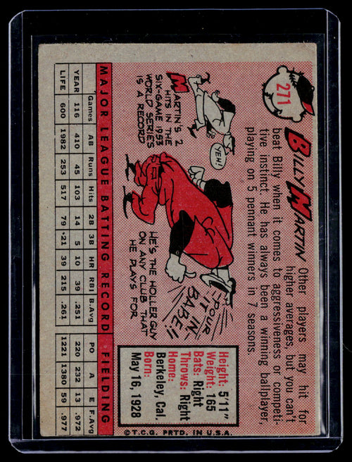 1958 Topps Billy Martin 271 Poor Condition