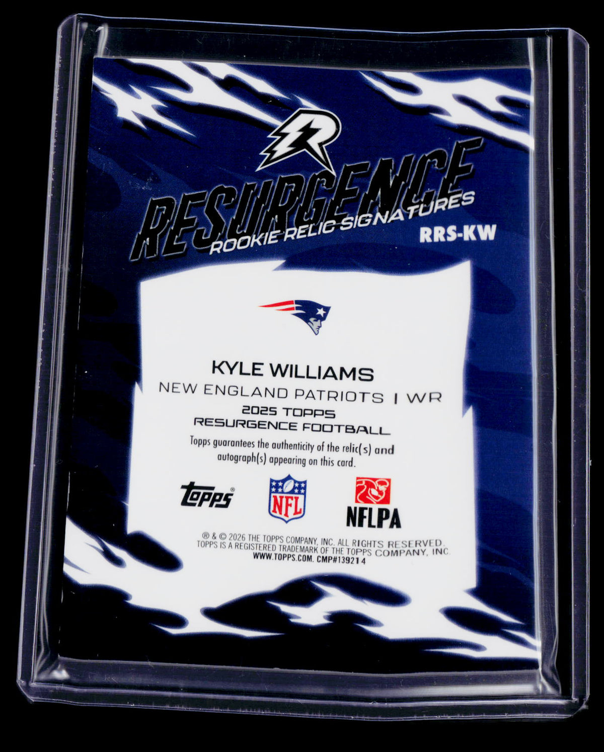 2025 Topps Resurgence Kyle Williams Rookie Patch Auto RPA 14/14 RC
