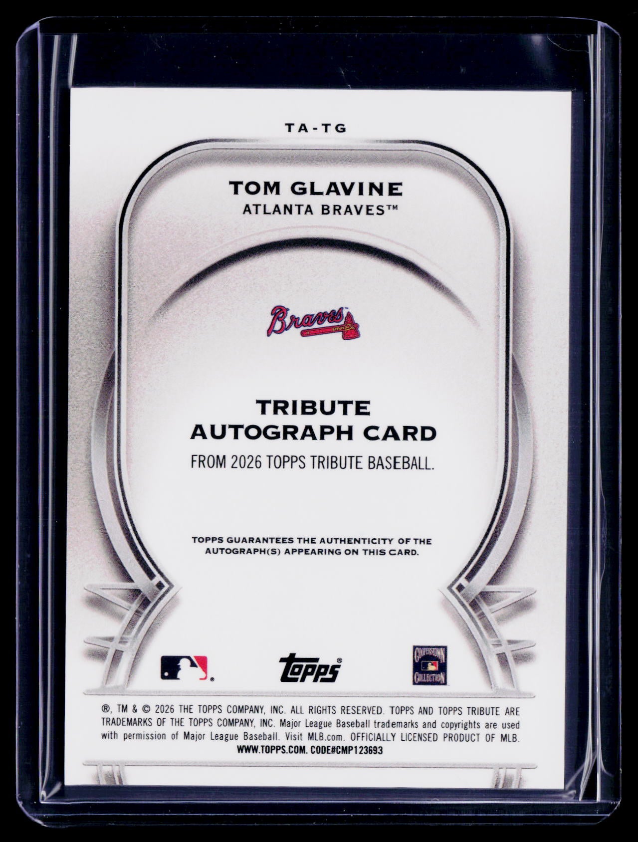 2026 Topps Tribute Tom Glavine Purple Auto 12/75