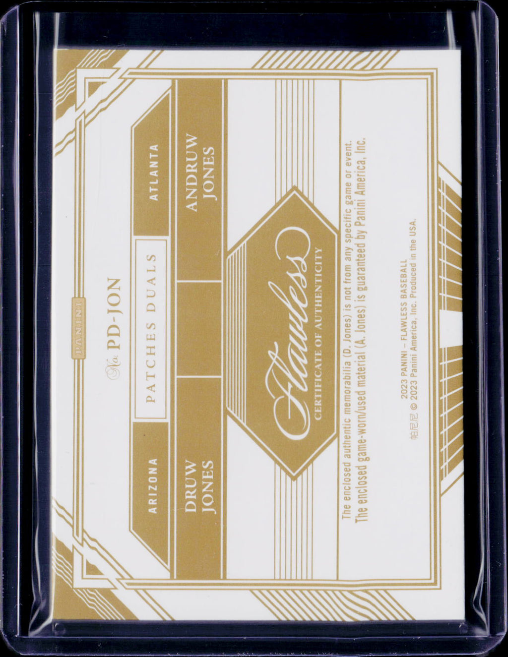 2022 Flawless Druw Jones & Andruw Jones Dual Patch /20