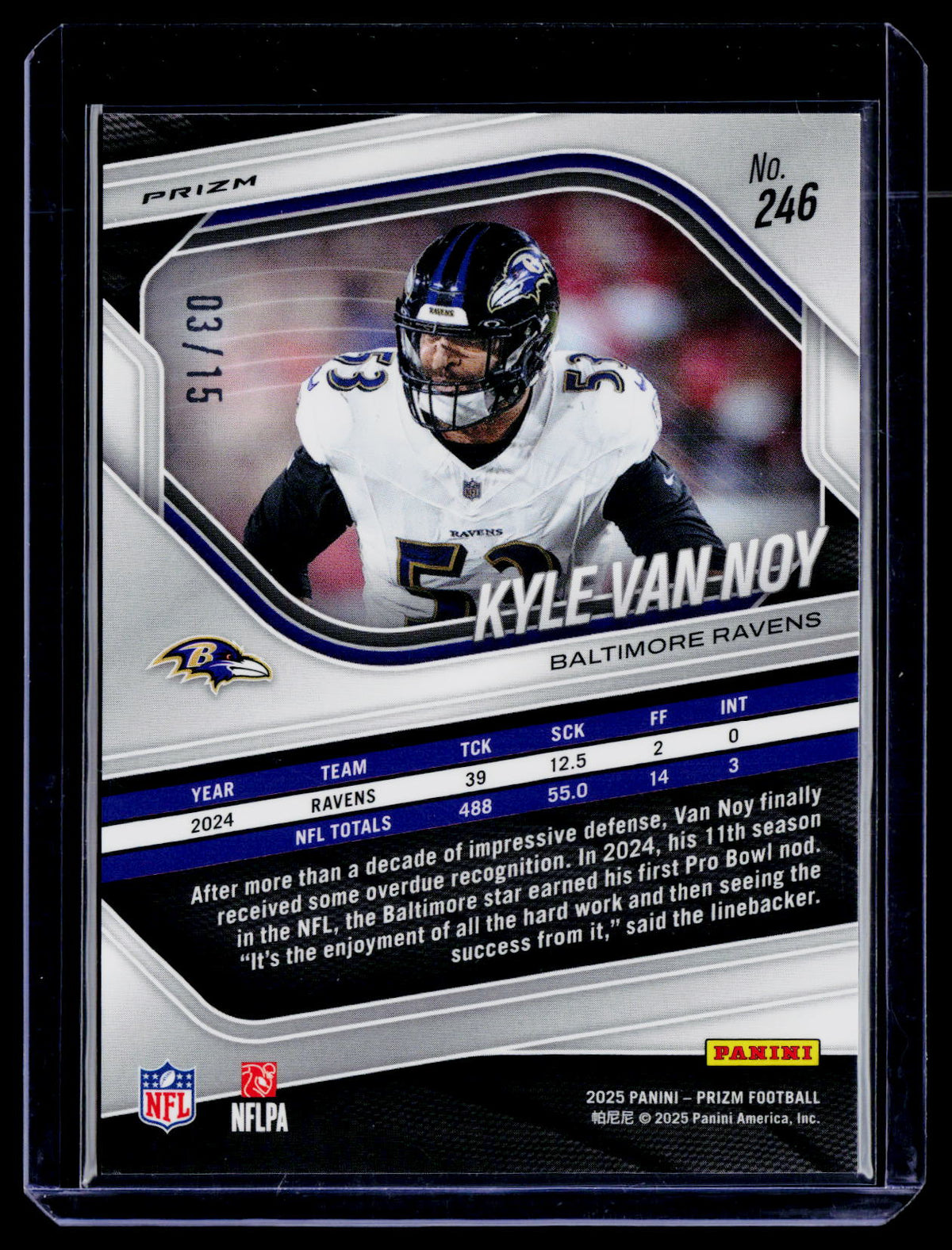 2025 Prizm Kyle Van Noy Purple Shimmer 3/15