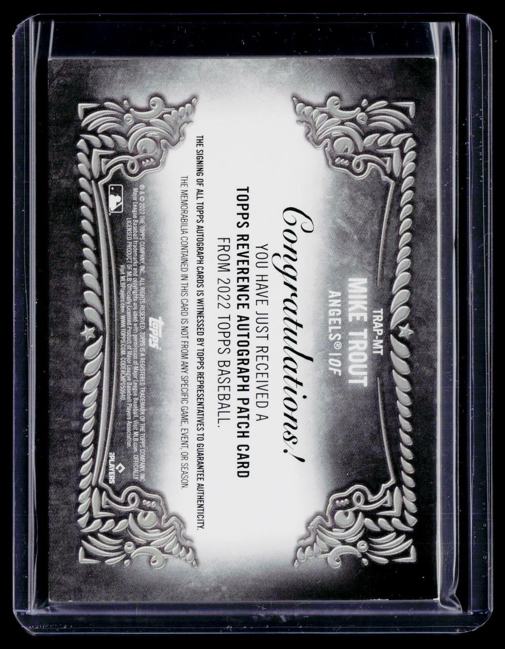 2022 Topps Reverence Mike Trout Patch Auto 9/10