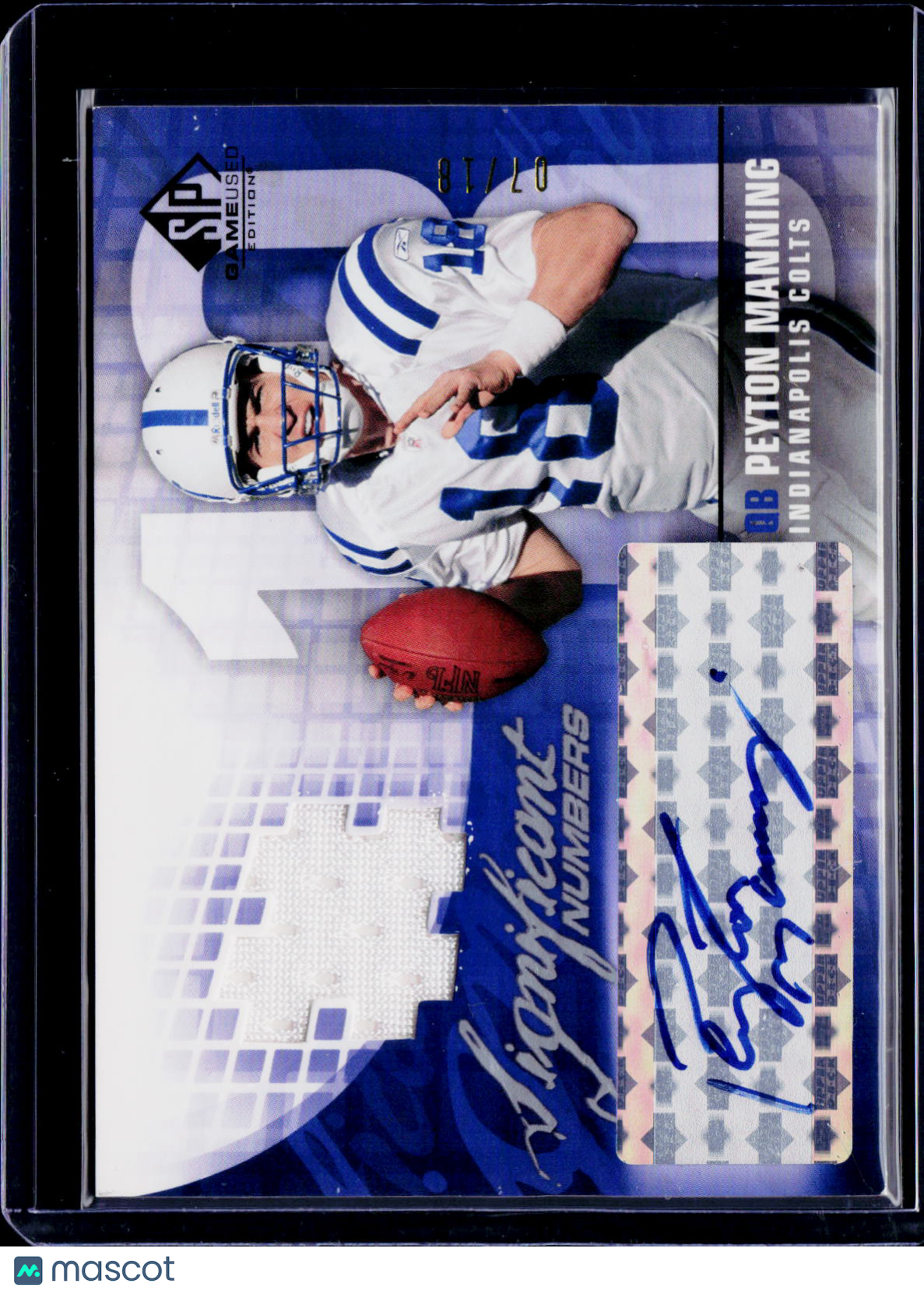 2004 Upper Deck Peyton Manning Significant Numbers Patch Auto 7/18