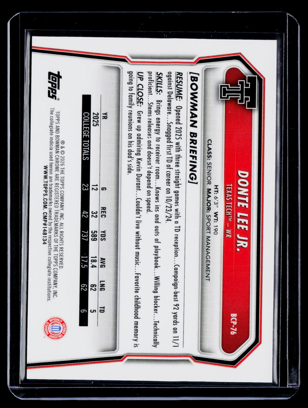 2026 Bowman Donte Lee Jr. Gold Mega Box 11/50