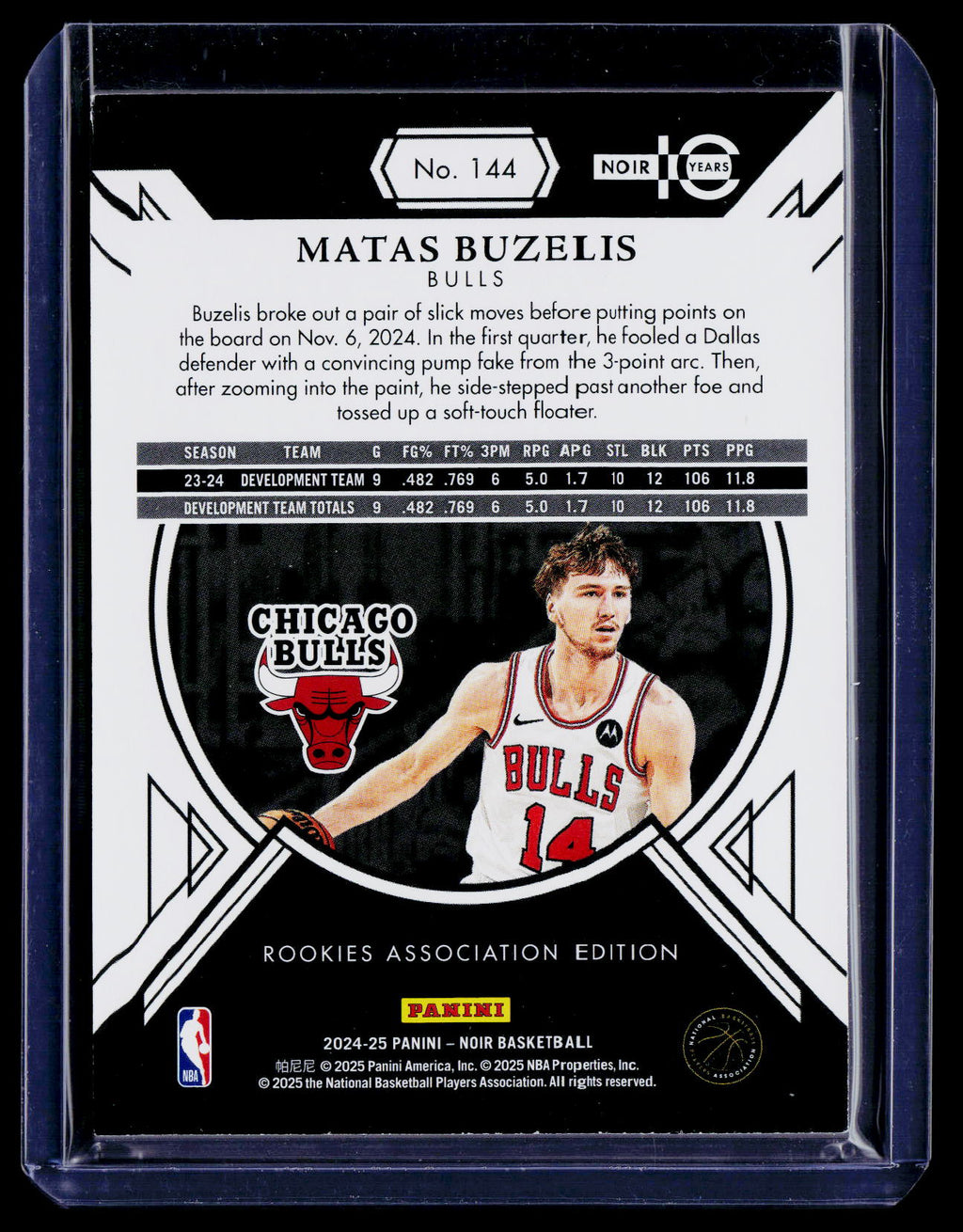 2024-25 Noir Matas Buzelis Rookie Association Edition 65/99 RC