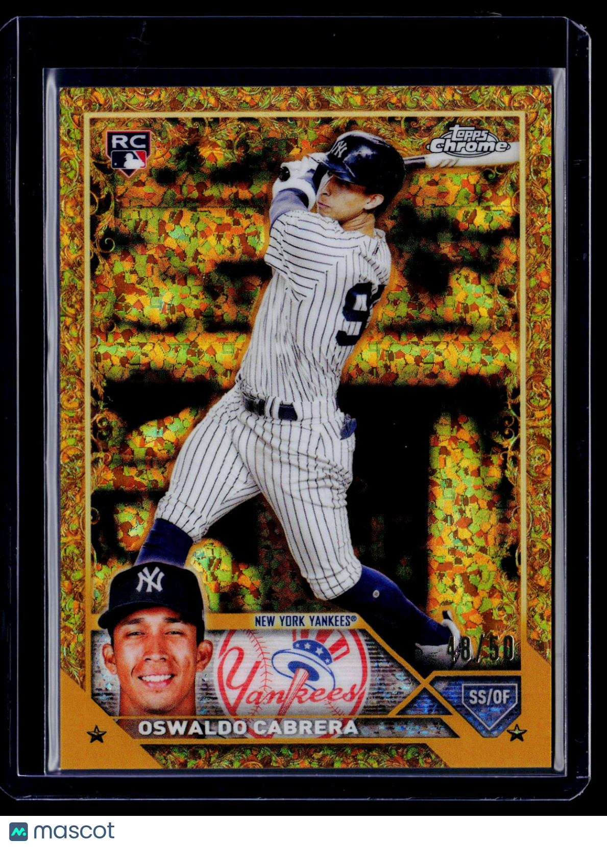 2023 Topps Chrome Gilded Collection Oswaldo Cabrera Rookie 48/50 RC