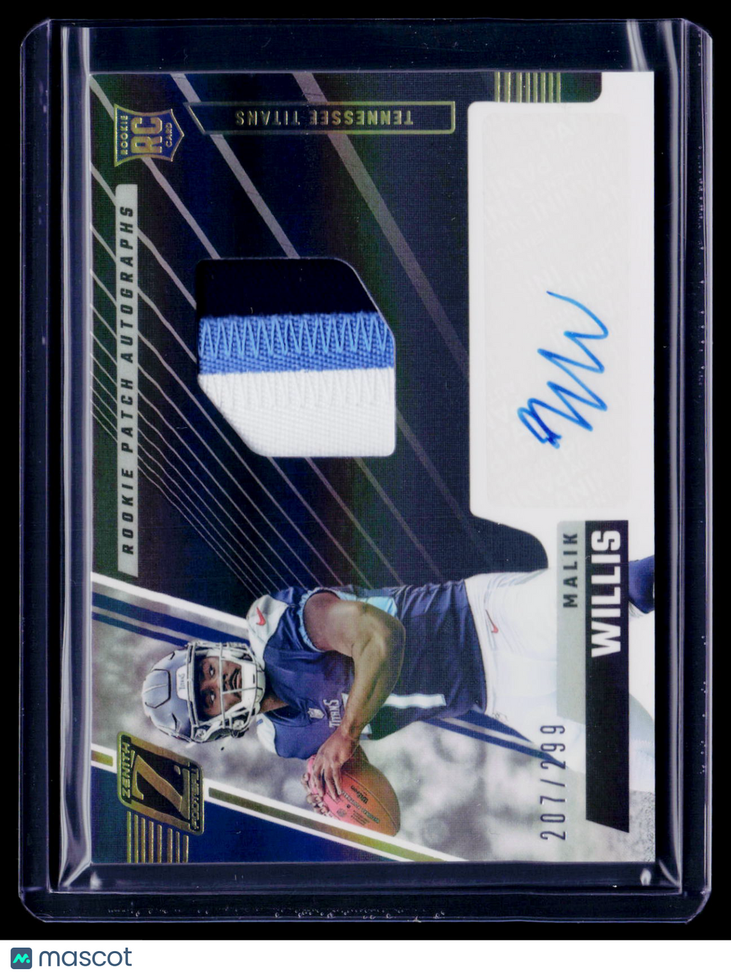 2022 Zenith Malik Willis Rookie Patch Auto RPA 207/299 RC