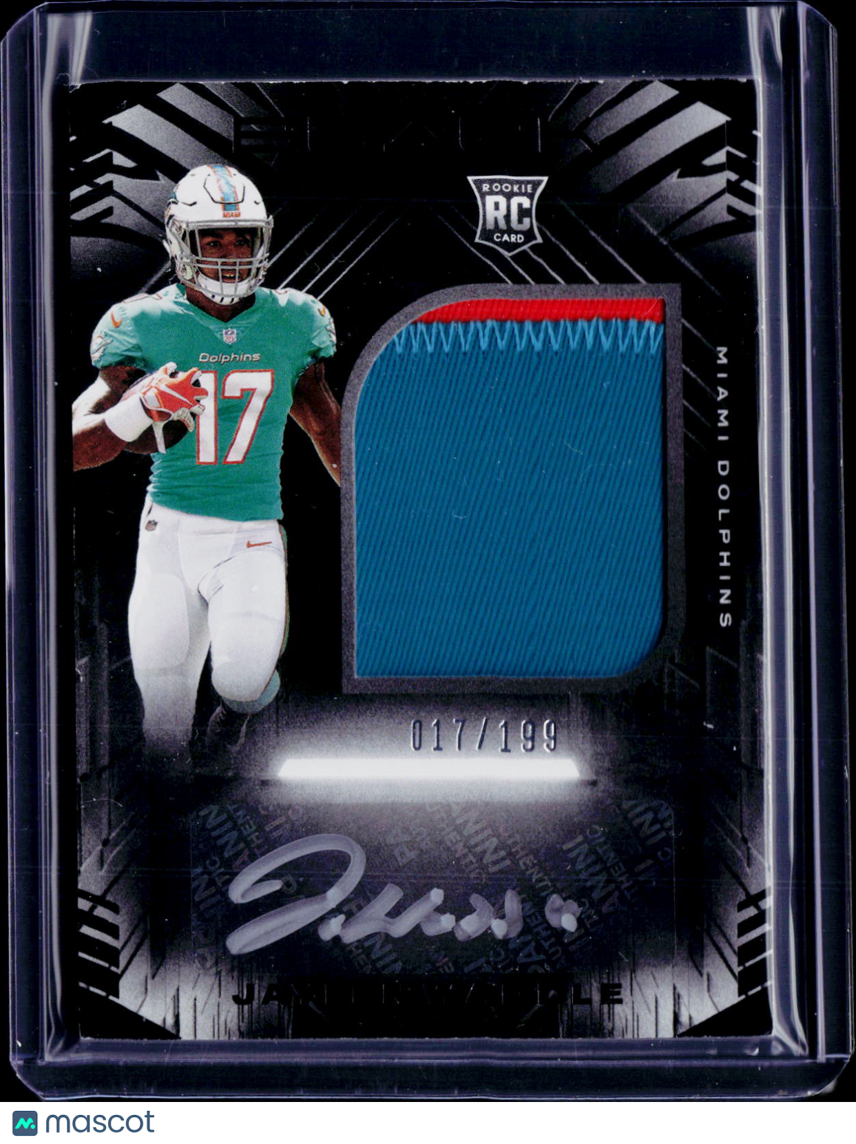 2021 Panini Black Jaylen Waddle Rookie Patch Auto 017/199 JERSEY MATCH RC