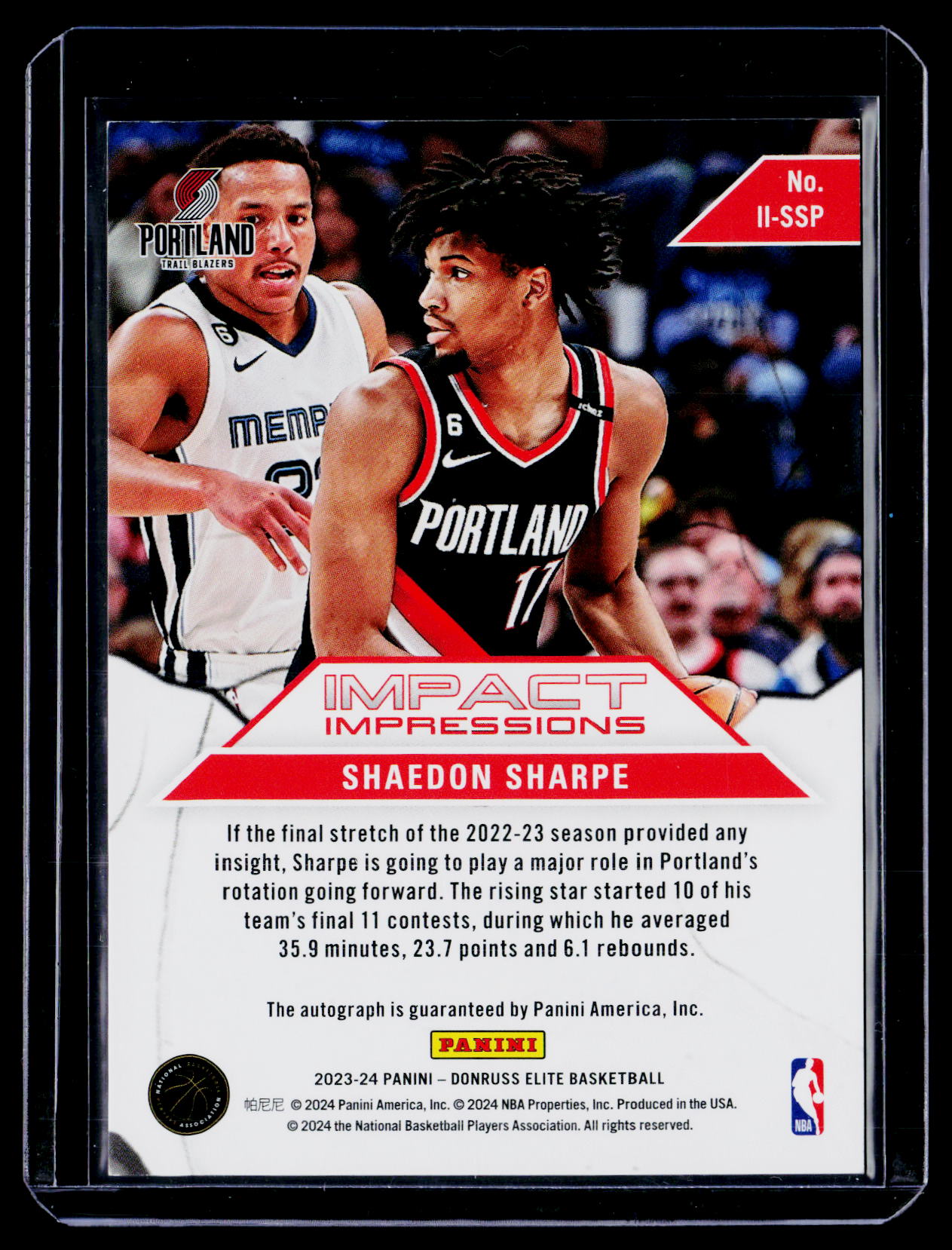 2023-24 Donruss Elite Shaedon Sharpe Impact Impressions Auto 1/49