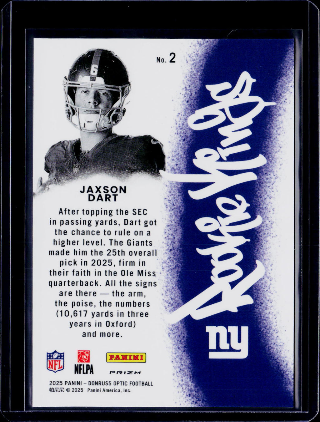 2025 Donruss Optic Jaxson Dart Rookie Kings
