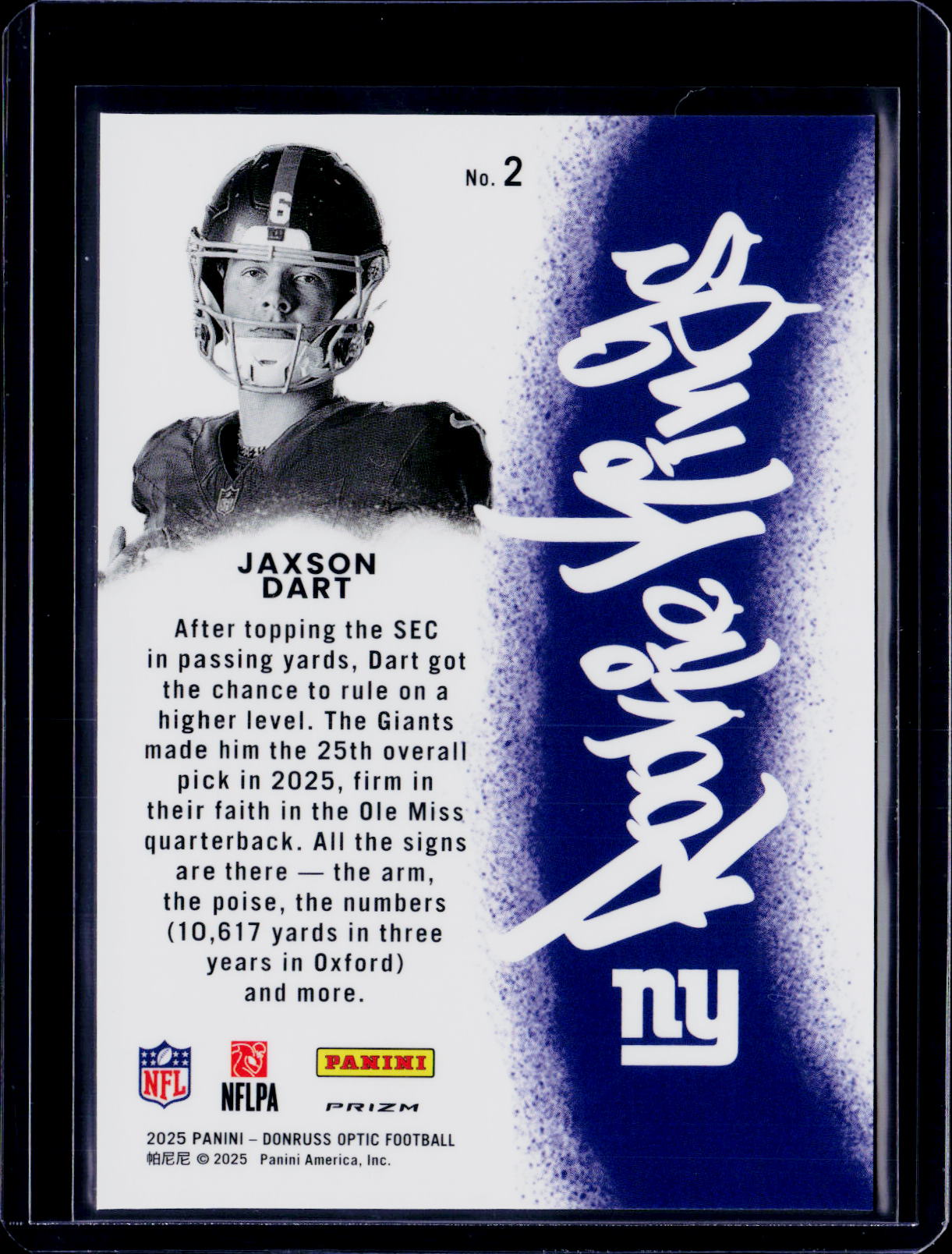 2025 Donruss Optic Jaxson Dart Rookie Kings