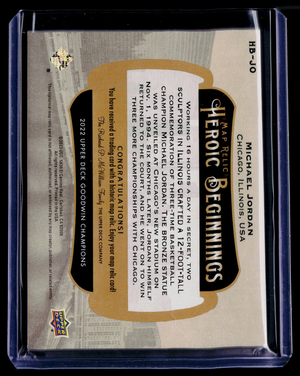 2022 Upper Deck Goodwin Champions Michael Jordan Heroic Beginnings