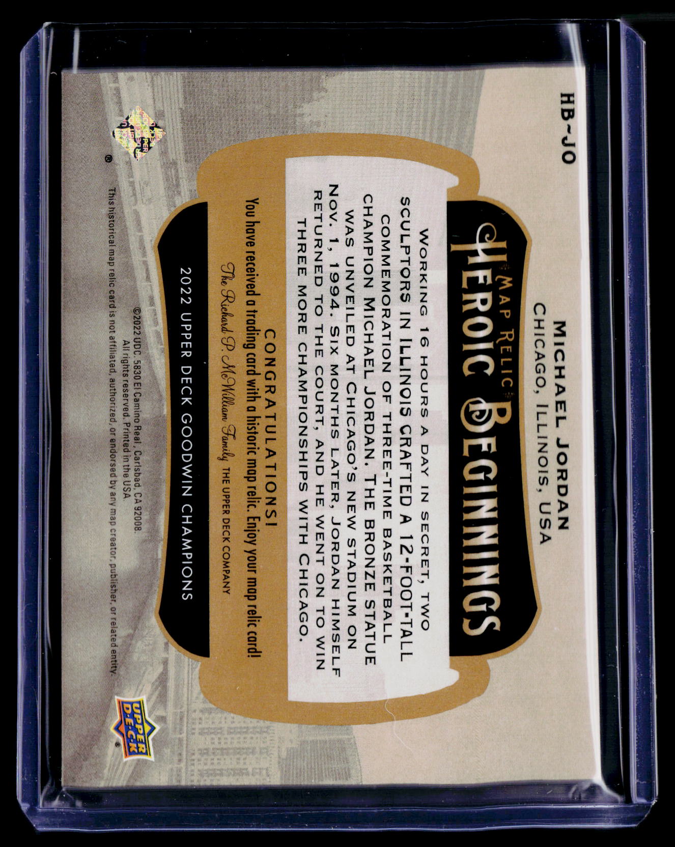 2022 Upper Deck Goodwin Champions Michael Jordan Heroic Beginnings