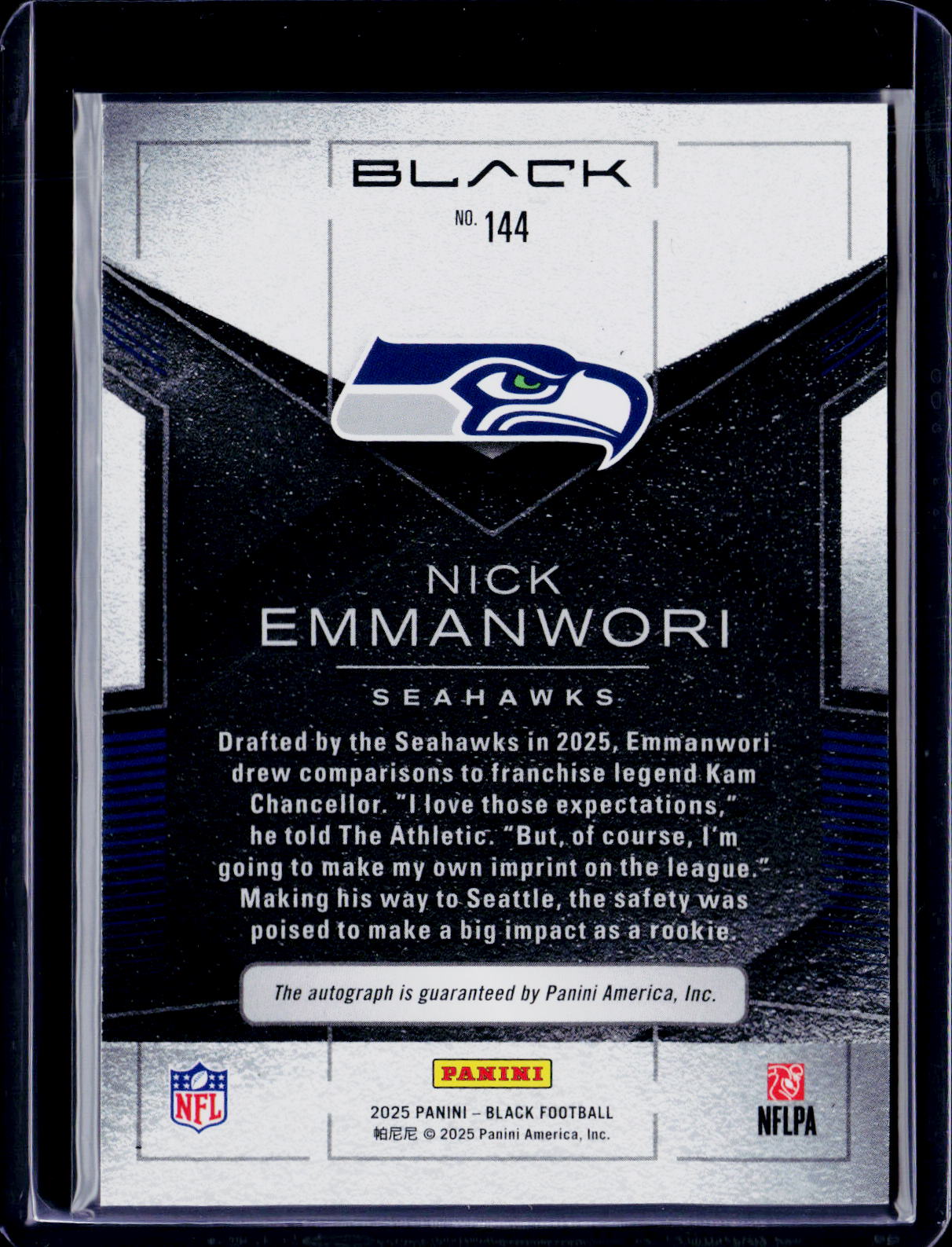 2025 Black Nick Emmanwori Rookie Auto 47/99 RC