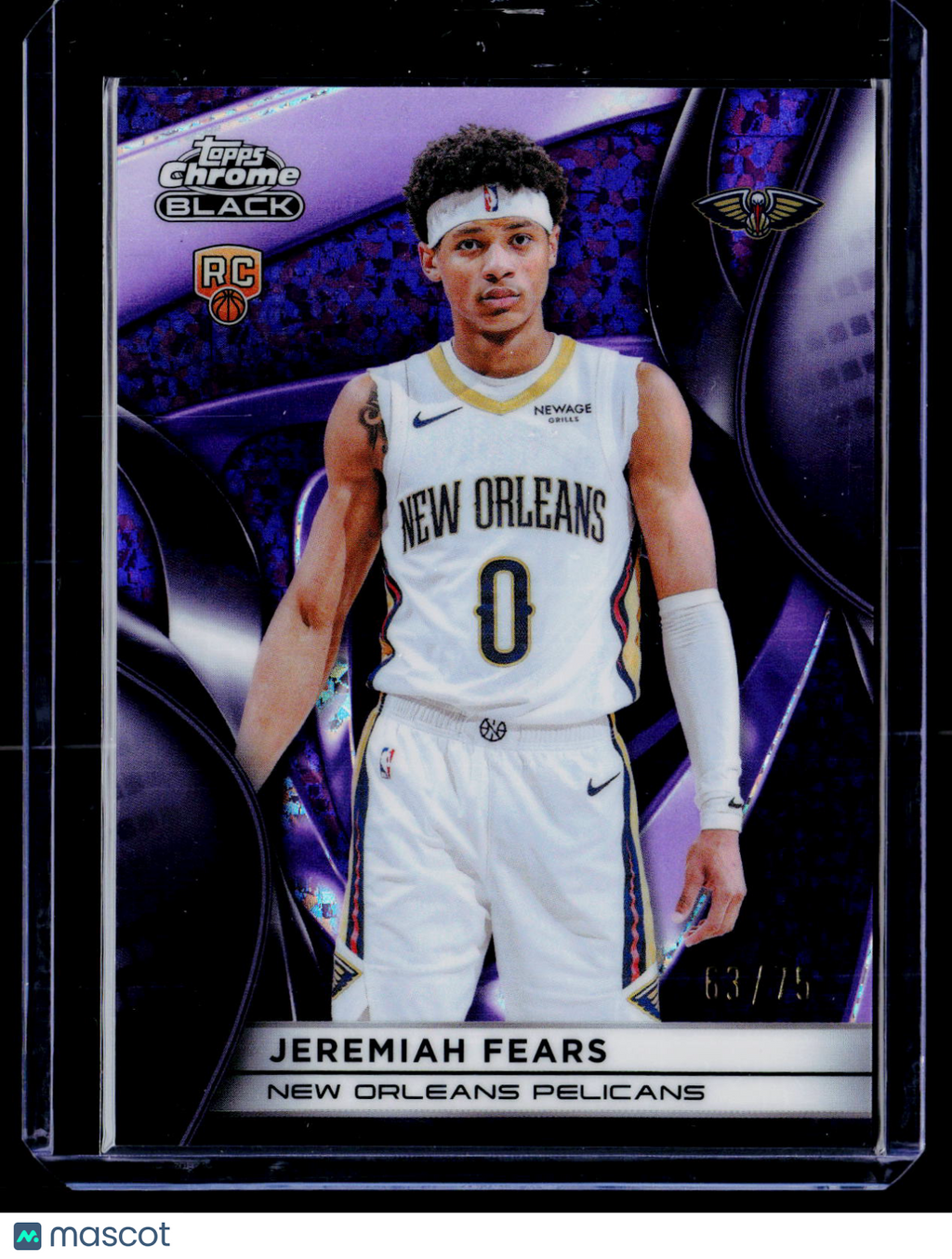2025 Topps Chrome Black Jeremiah Fears Rookie Purple Mini Diamond 63/75 RC