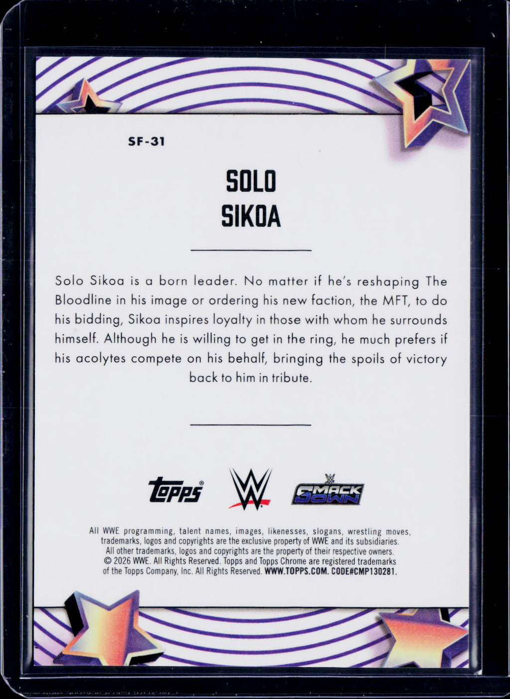 2026 Topps Chrome WWE Solo Sikda 07/10