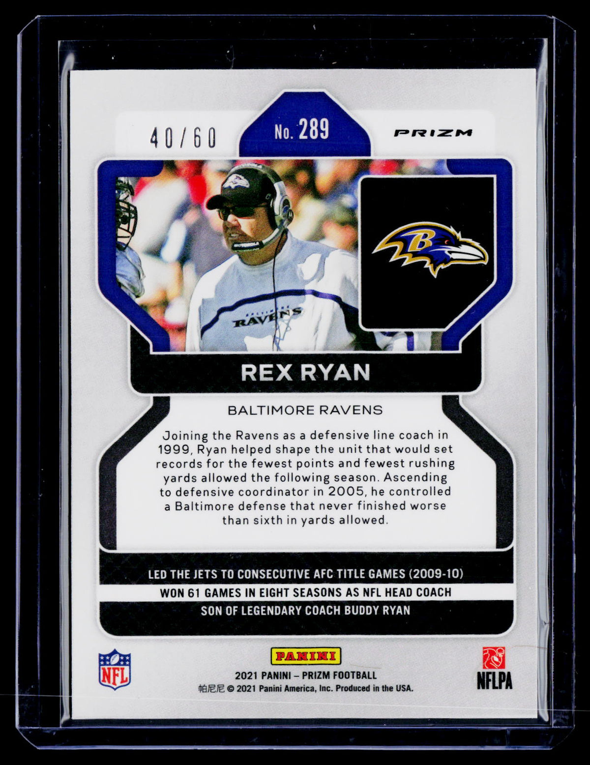 2021 Prizm Rex Ryan Orange Wave Prizm 40/60