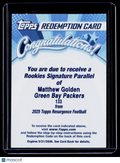 2025 Topps Resurgence Matthew Golden Rookie Signatures Parallel Auto REDEMPTION
