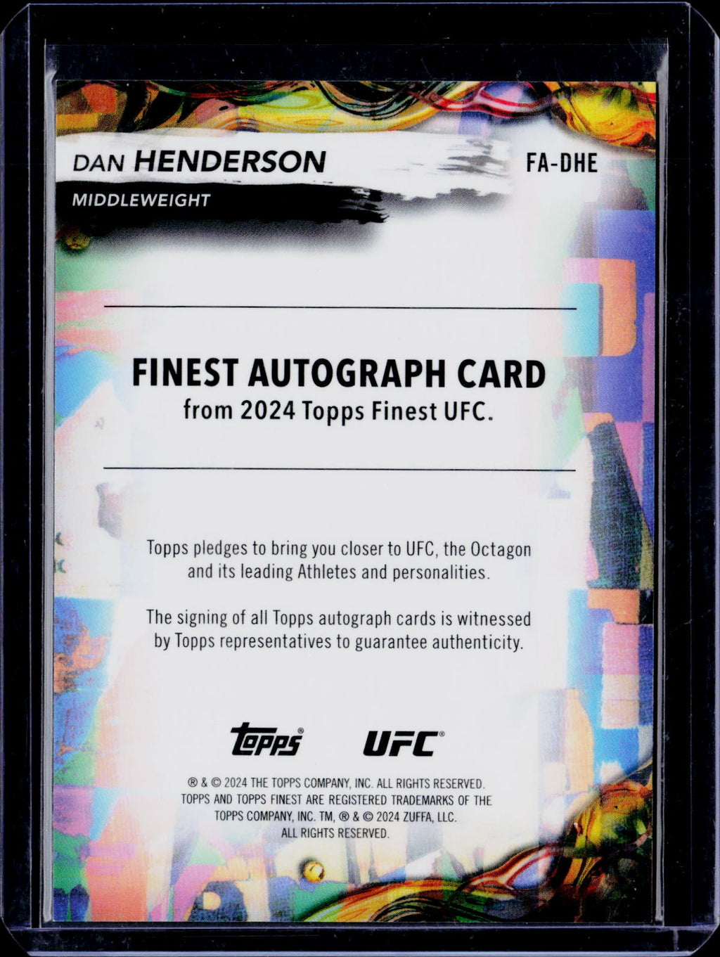 2024 Topps Finest Dan Henderson Gold Shimmer Auto 33/39