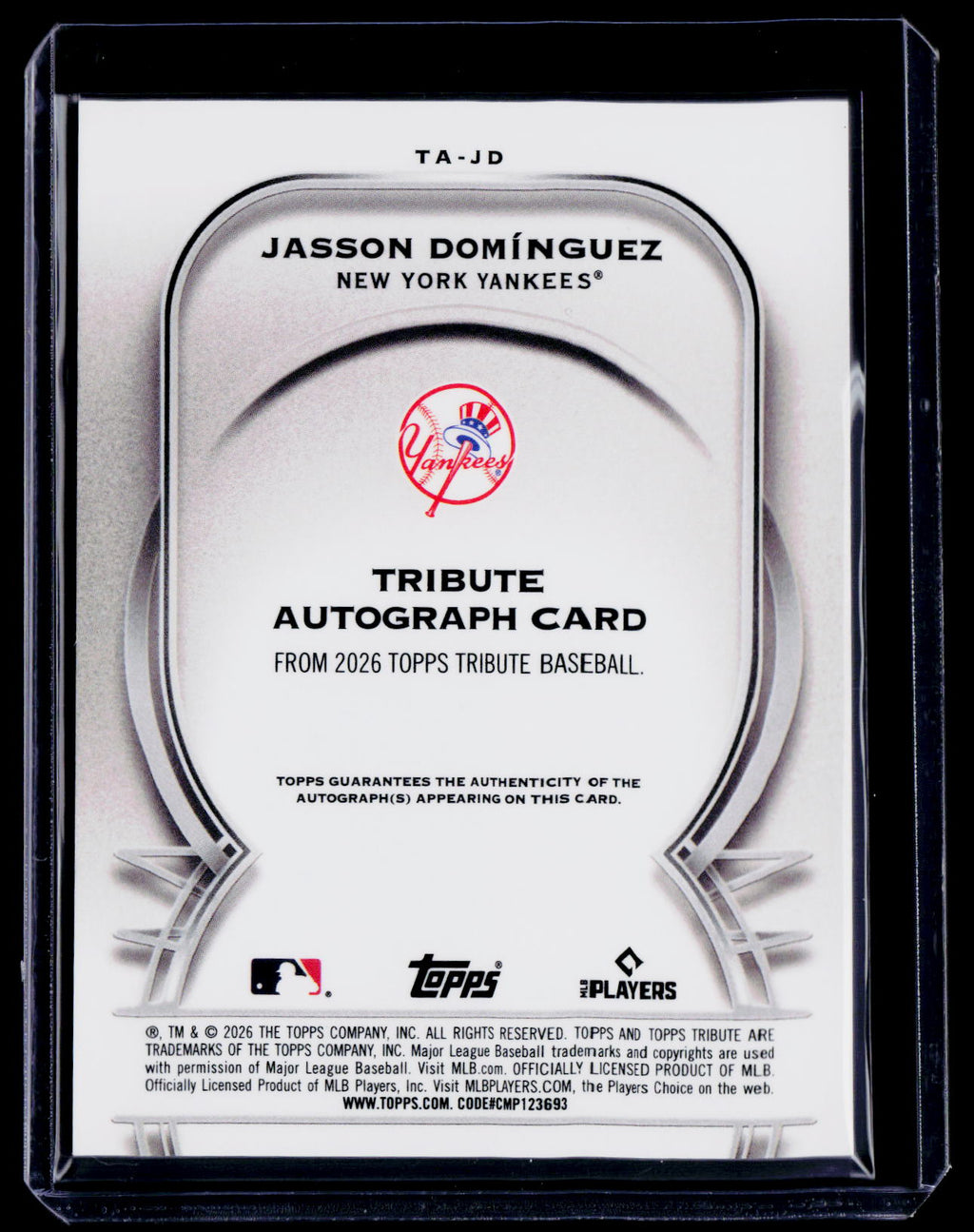 2026 Topps Tribute Jasson Dominguez Blue Auto 43/150