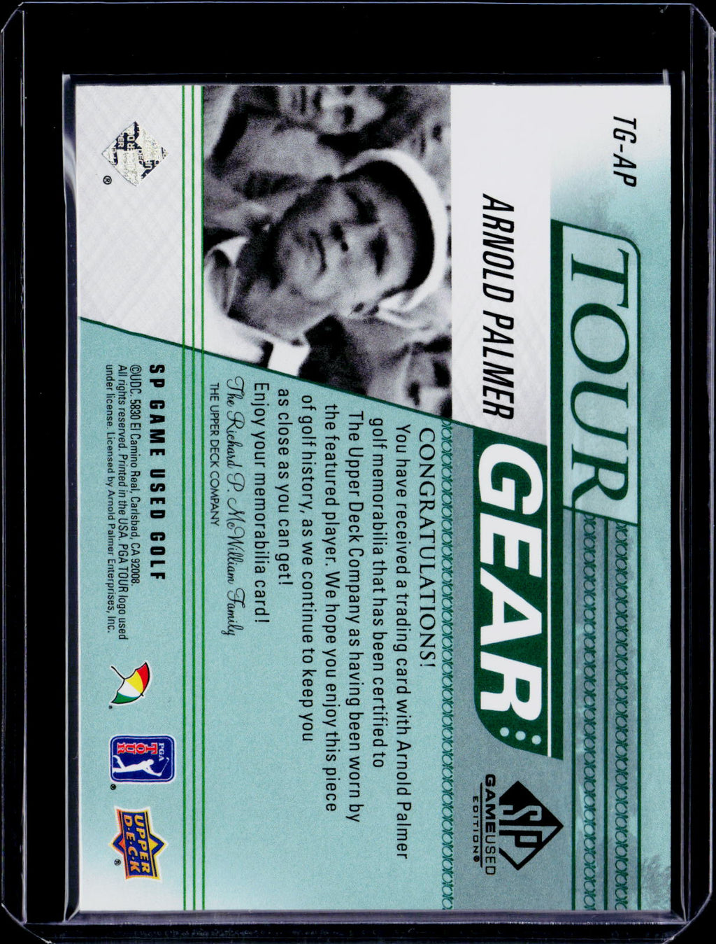2001 Upper Deck SP Arnold Palmer Tour Gear Patch