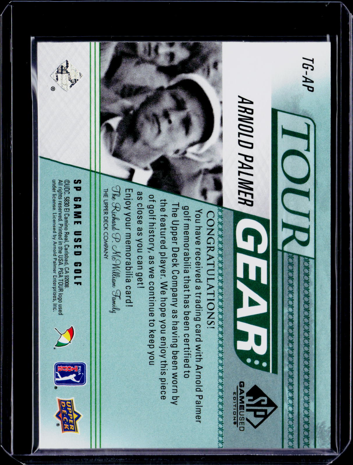 2001 Upper Deck SP Arnold Palmer Tour Gear Patch