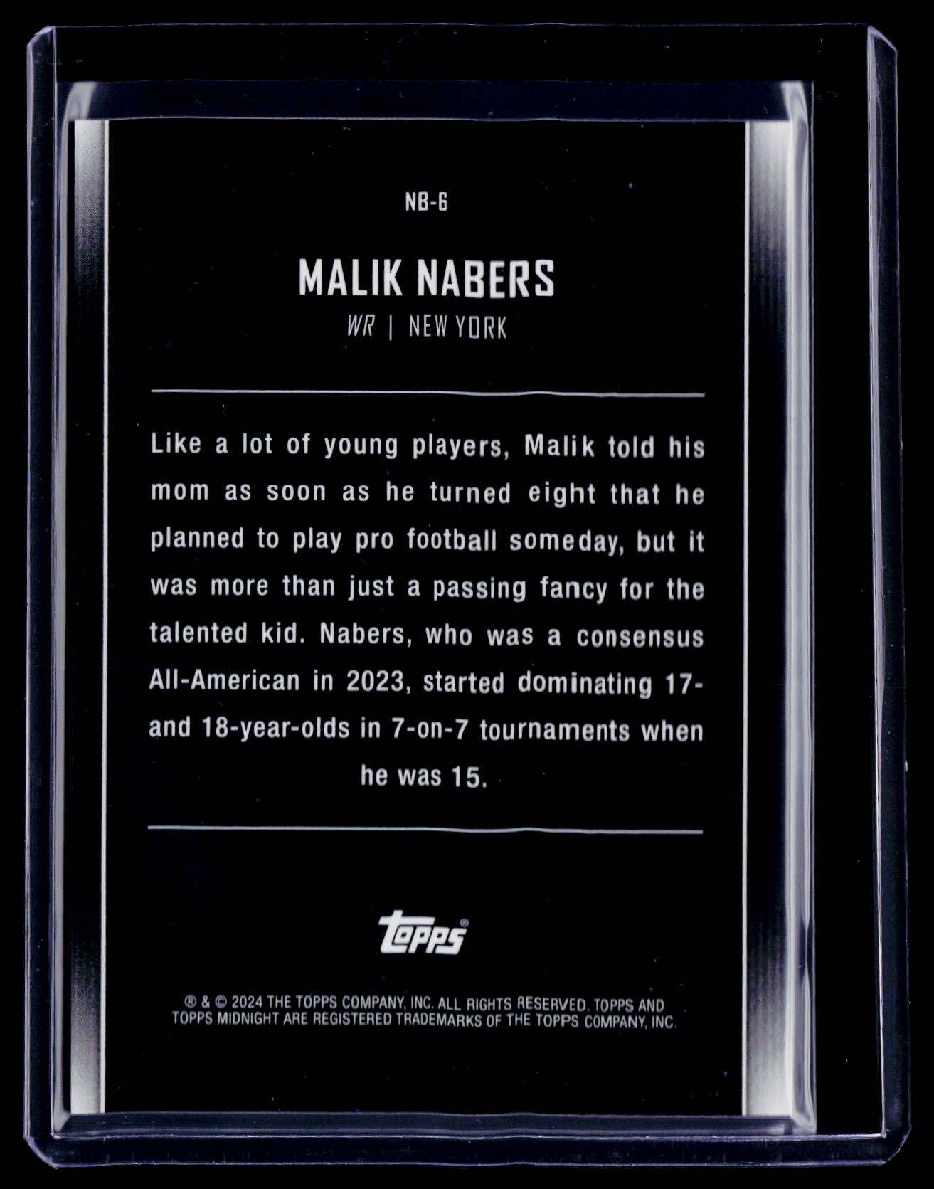2024 Topps Midnight Malik Nabers Nightball Rookie RC
