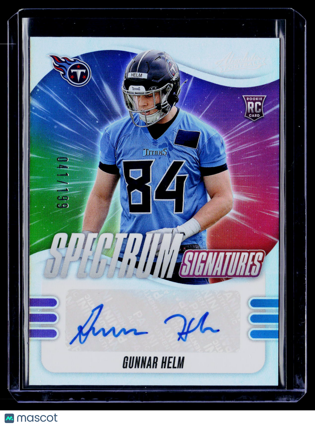 2025 Absolute Gunnar Helm Rookie Spectrum Signatures Auto 41/199 RC