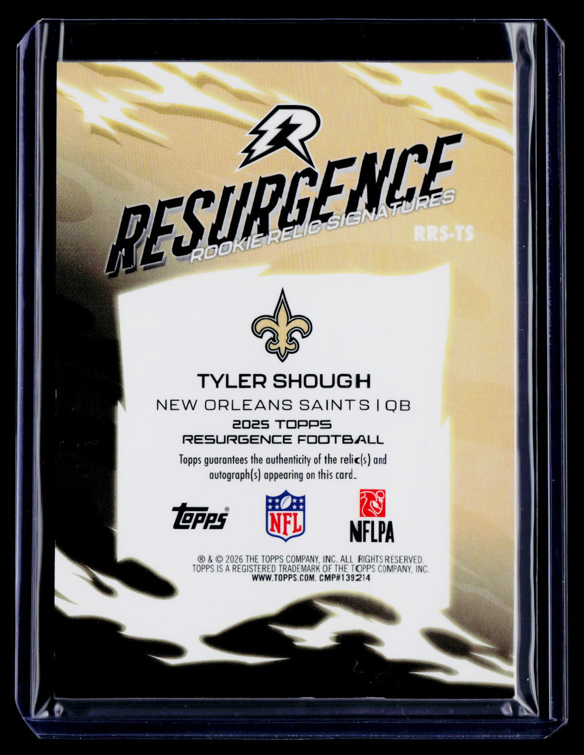 2025 Topps Resurgence Tyler Shough Rookie Patch Auto RPA RC